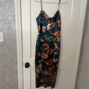 SHEIN Teal Floral Midi Dress
